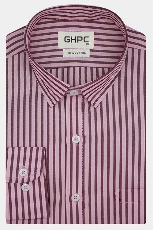 Men's 100% Cotton Candy Striped Full Sleeves Shirt (Maroon)