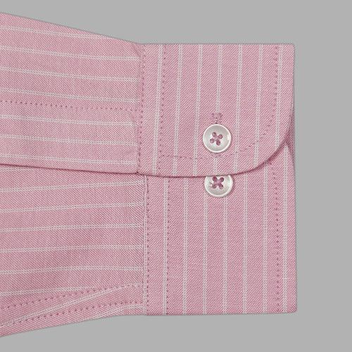 Men's 100% Cotton Chalk Striped Full Sleeves Shirt (Pink)