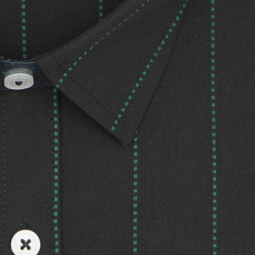 Men's 100% Cotton Chalk Striped Half Sleeves Shirt (Black)