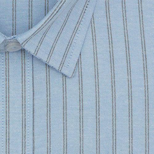 Men's 100% Cotton Chalk Striped Half Sleeves Shirt (Blue)