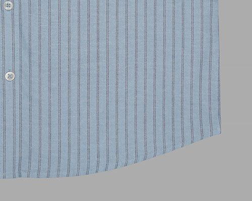 Men's 100% Cotton Chalk Striped Half Sleeves Shirt (Blue)