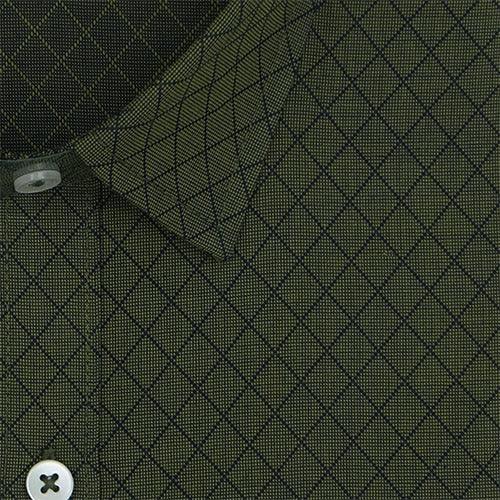 Men's 100% Cotton Chevron Half Sleeves Shirt (Olive Green)