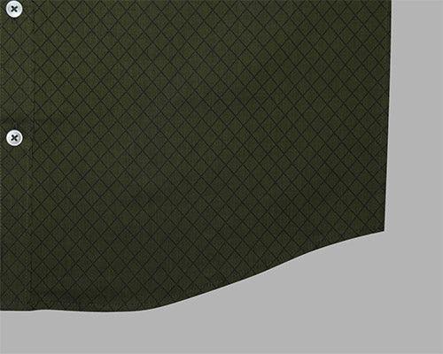Men's 100% Cotton Chevron Half Sleeves Shirt (Olive Green)
