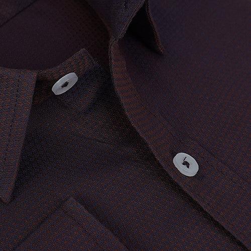 Men's 100% Cotton Dobby Self Design Full Sleeves Shirt (Brown)