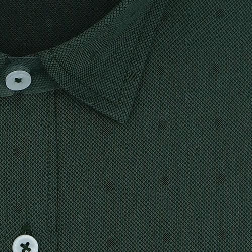 Men's 100% Cotton Dobby Self Design Full Sleeves Shirt (Forest Green)