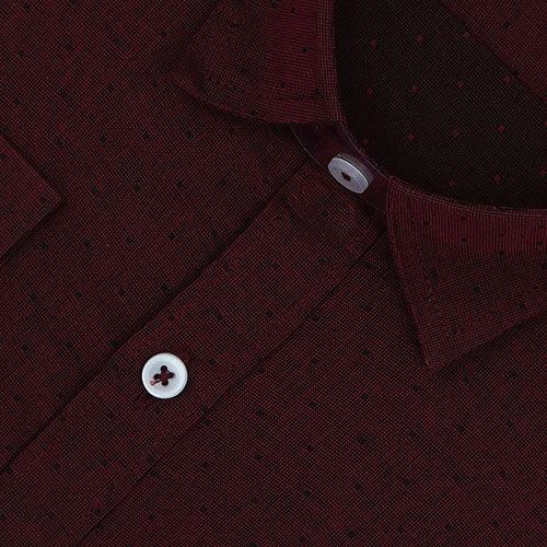 Men's 100% Cotton Dobby Self Design Full Sleeves Shirt (Maroon)