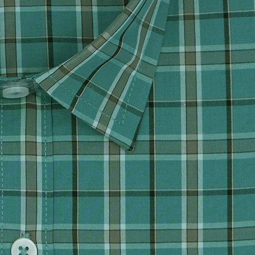 Men's 100% Cotton Dupplin Checkered Full Sleeves Shirt (Green)