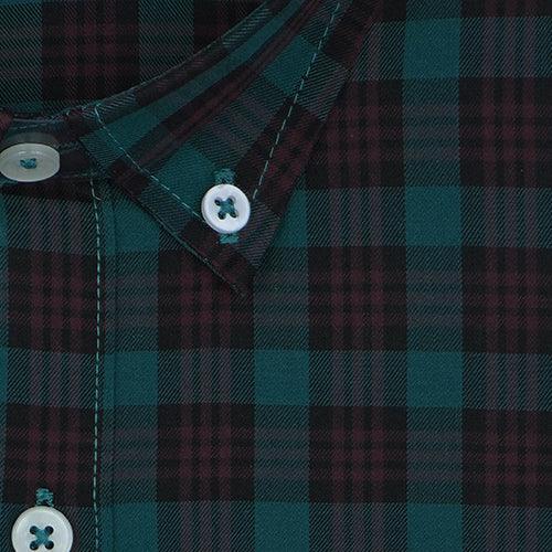 Men's 100% Cotton Dupplin Checkered Full Sleeves Shirt (Green)