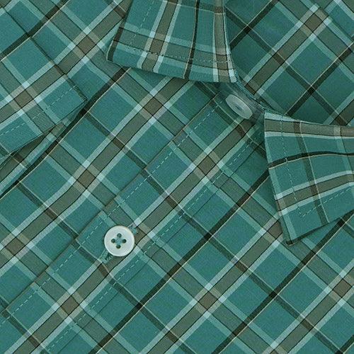 Men's 100% Cotton Dupplin Checkered Full Sleeves Shirt (Green)