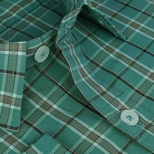 Men's 100% Cotton Dupplin Checkered Full Sleeves Shirt (Green)