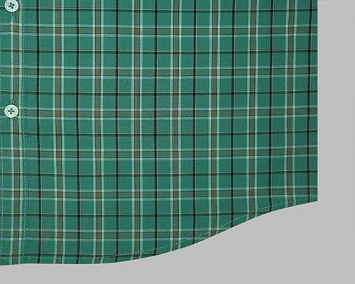 Men's 100% Cotton Dupplin Checkered Full Sleeves Shirt (Green)