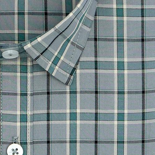 Men's 100% Cotton Dupplin Checkered Full Sleeves Shirt (Grey)