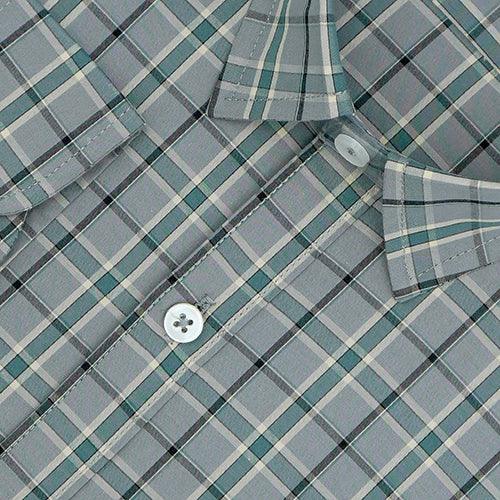 Men's 100% Cotton Dupplin Checkered Full Sleeves Shirt (Grey)