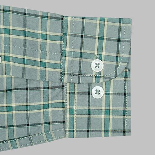 Men's 100% Cotton Dupplin Checkered Full Sleeves Shirt (Grey)