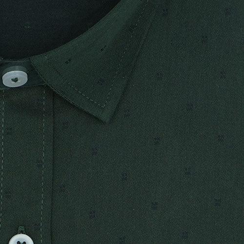 Men's 100% Cotton Geometric Printed Full Sleeves Shirt (Forest Green)