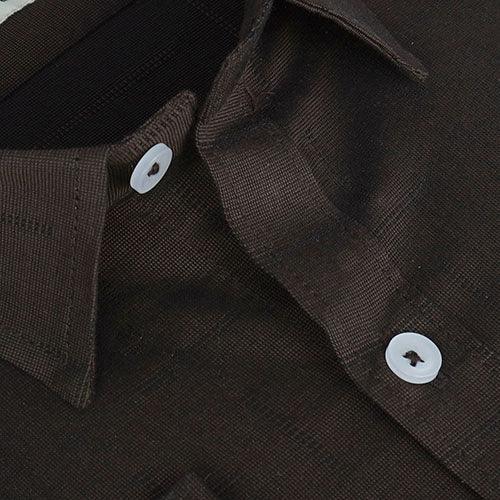 Men's 100% Cotton Geometric Self Design Full Sleeves Shirt (Brown)