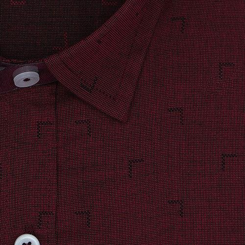 Men's 100% Cotton Geometric Self Design Full Sleeves Shirt (Cola)