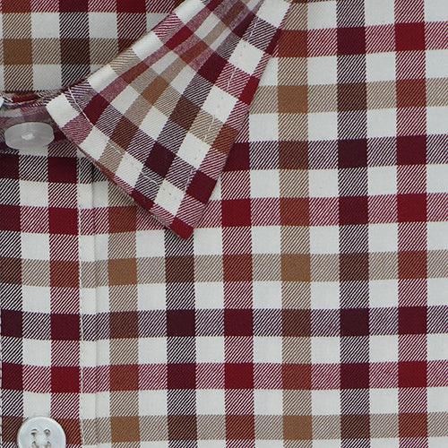 Men's 100% Cotton Gingham Checkered Full Sleeves Shirt (Maroon)