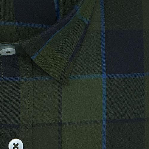 Men's 100% Cotton Graph Checkered Half Sleeves Shirt (Green)