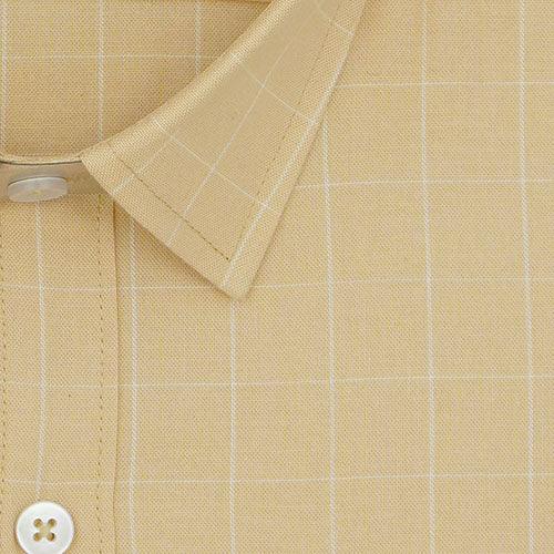 Men's 100% Cotton Graph Checkered Half Sleeves Shirt (Light Yellow)