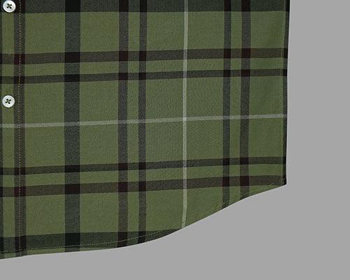 Men's 100% Cotton Grid Tattersall Checkered Half Sleeves Shirt (Green)