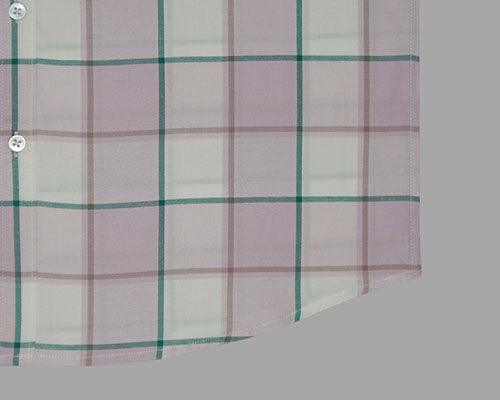 Men's 100% Cotton Grid Tattersall Checkered Half Sleeves Shirt (Pink)