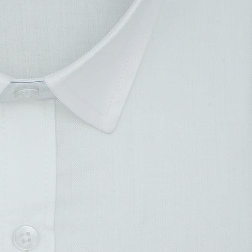 Men's 100% Cotton Herringbone Full Sleeves Shirt (White)
