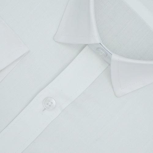 Men's 100% Cotton Herringbone Full Sleeves Shirt (White)