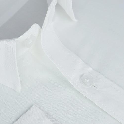 Men's 100% Cotton Herringbone Full Sleeves Shirt (White)
