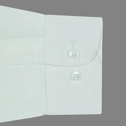 Men's 100% Cotton Herringbone Full Sleeves Shirt (White)
