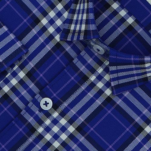 Men's 100% Cotton Plaid Checkered Full Sleeves Shirt (Blue)