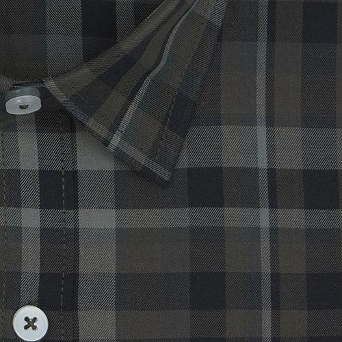 Men's 100% Cotton Plaid Checkered Full Sleeves Shirt (Brown)