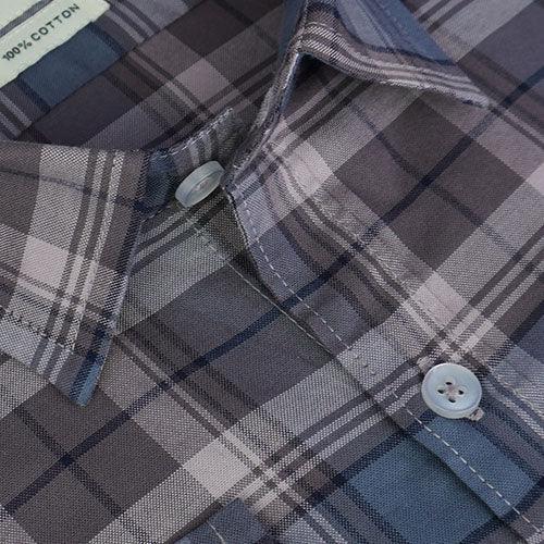 Men's 100% Cotton Plaid Checkered Full Sleeves Shirt (Brown)