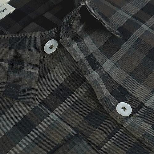 Men's 100% Cotton Plaid Checkered Full Sleeves Shirt (Brown)