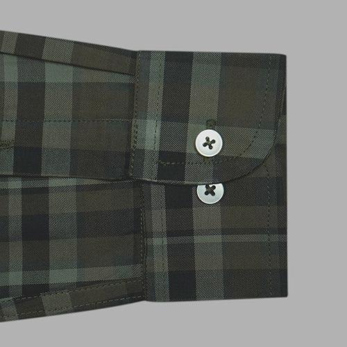Men's 100% Cotton Plaid Checkered Full Sleeves Shirt (Brown)