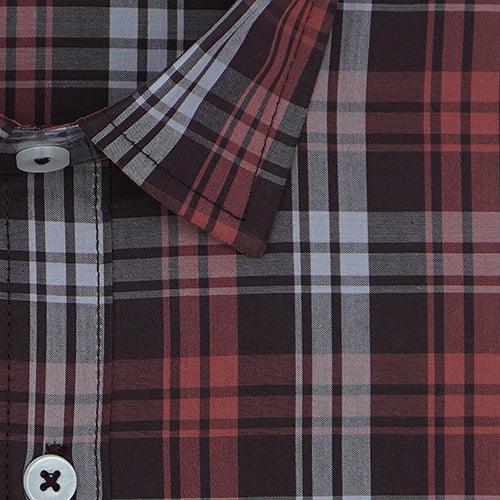 Men's 100% Cotton Plaid Checkered Full Sleeves Shirt (Rust)