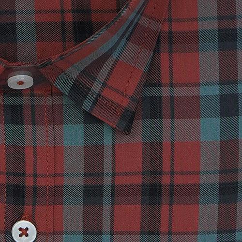 Men's 100% Cotton Plaid Checkered Full Sleeves Shirt (Rust)