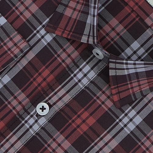 Men's 100% Cotton Plaid Checkered Full Sleeves Shirt (Rust)