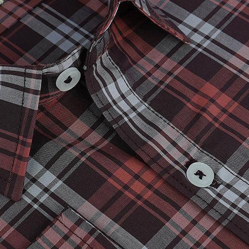 Men's 100% Cotton Plaid Checkered Full Sleeves Shirt (Rust)