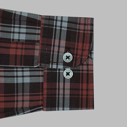 Men's 100% Cotton Plaid Checkered Full Sleeves Shirt (Rust)