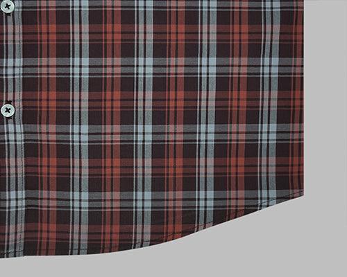 Men's 100% Cotton Plaid Checkered Full Sleeves Shirt (Rust)
