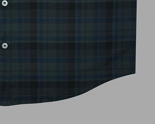Men's 100% Cotton Plaid Checkered Half Sleeves Shirt (Blue)