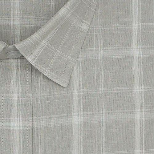 Men's 100% Cotton Plaid Checkered Half Sleeves Shirt (Grey)