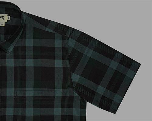 Men's 100% Cotton Plaid Checkered Half Sleeves Shirt (Multicolor)
