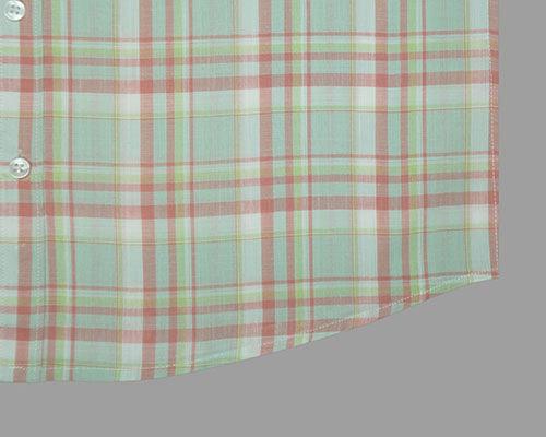 Men's 100% Cotton Plaid Checkered Half Sleeves Shirt (Pista Green)