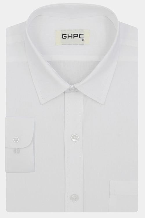 Men's 100% Cotton Plain Solid Full Sleeves Shirt (White)