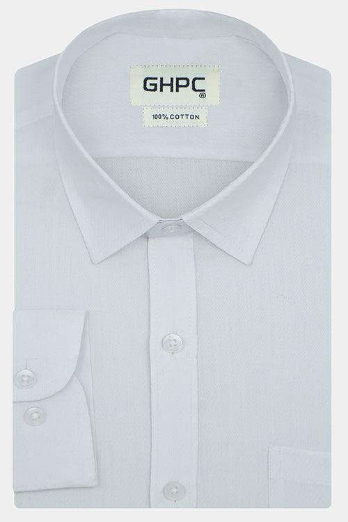 Men's 100% Cotton Self Design Full Sleeves Shirt (White)
