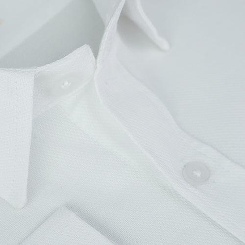Men's 100% Cotton Self Design Full Sleeves Shirt (White)