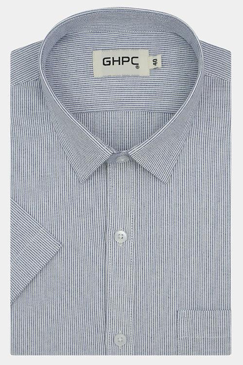 Men's 100% Cotton Self Design Half Sleeves Shirt (Blue)