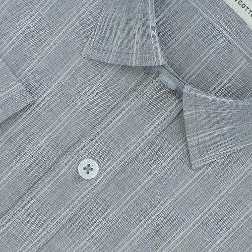 Men's 100% Cotton Shadow Striped Full Sleeves Shirt (Grey)